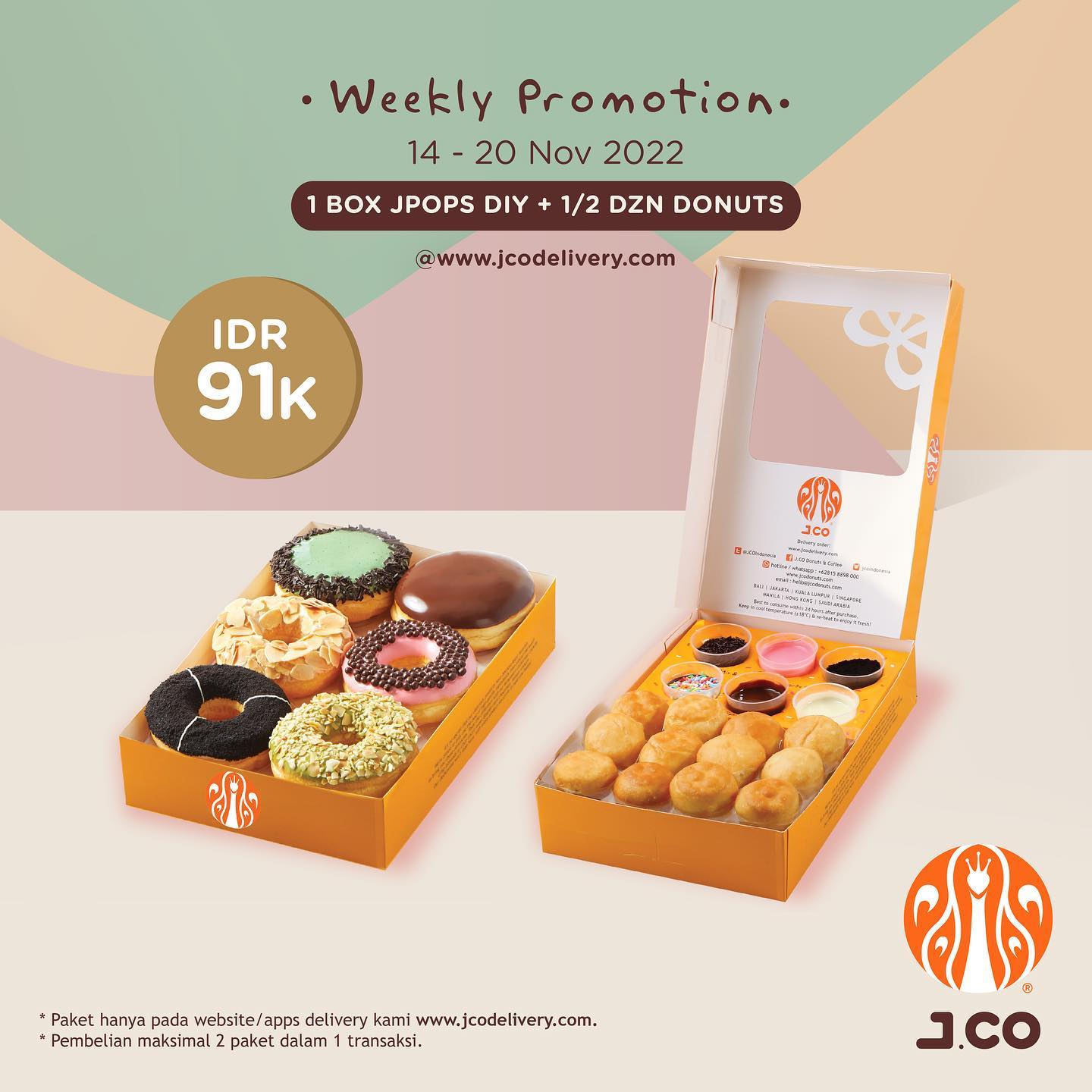 Promo Hemat Jco Donuts 1 Box Jpops Diy + 1/2 Dzn Donuts Hanya 91K image_1