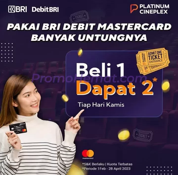 Platinum Cineplex Promo Beli 1 Gratis 1 Tiket Dengan Debit Bri Mastercard image_1