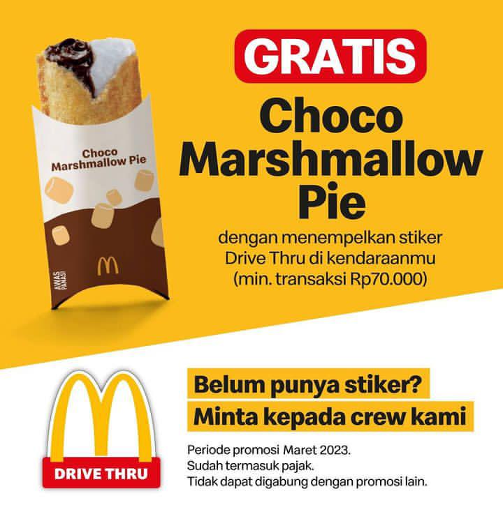 Mcdonald’S Promo Gratis Choco Marshmallow Pie Untuk Kendaraan Dengan Sticker Drive Thru Mcd image_1