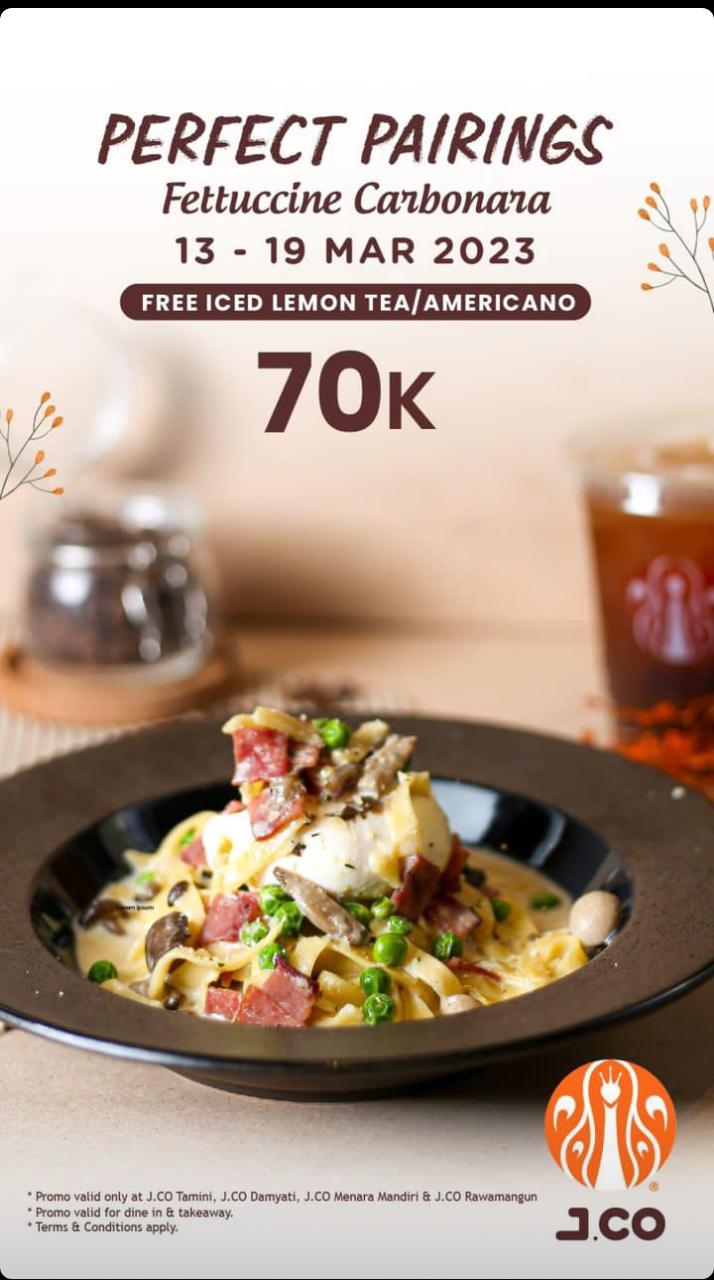 Promo Jco Gratis Iced Lemon Tea / Americano Setiap Pembelian Fettuccine Carbonara image_1